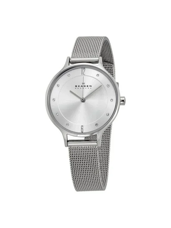 NWT Skagen Anita Silver Dial Stainless Steel Mesh Ladies Watch
