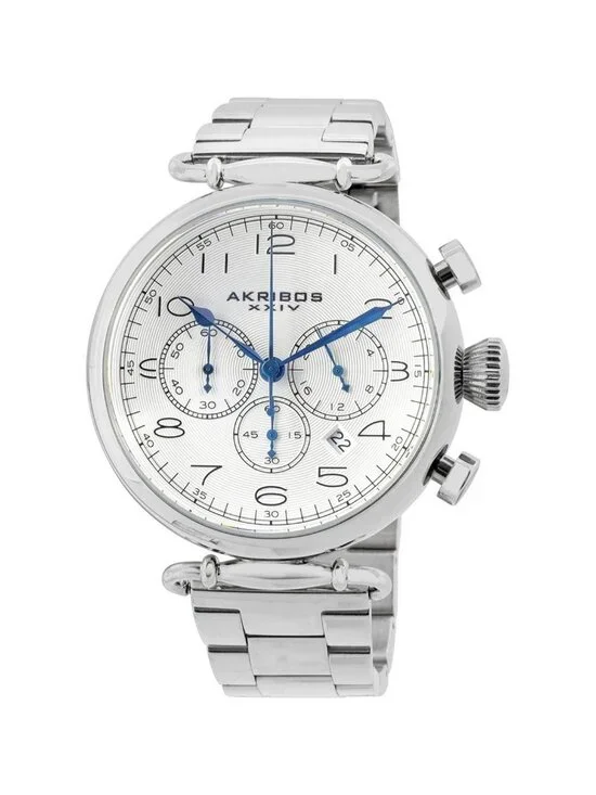 NWT Akribos XXIV Akribos Grandiose Chronograph Silver Dial Men's Watch