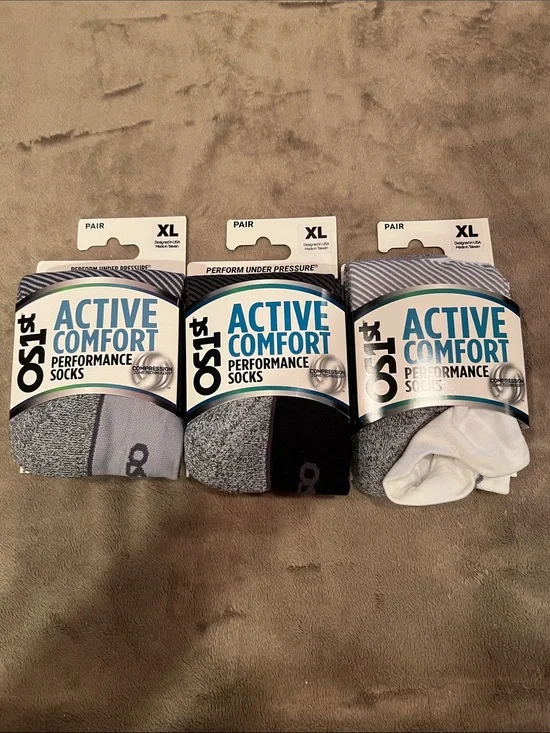 OS1ST Active Comfort Performance Socks - Gray/Black/White - 3 Pack