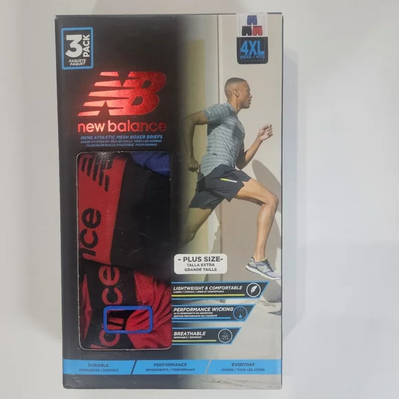 New Balance Mens Underwear 3 Pack 4XL Athletic Mes Boxer Briefs‎ Perfomance Wear