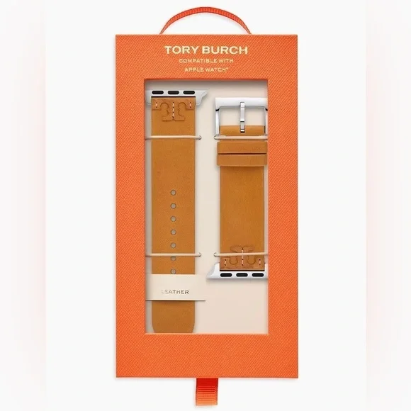 NWT! New! Tory Burch Apple Watch Band 38-45mm -Mcgraw Leather -Tan