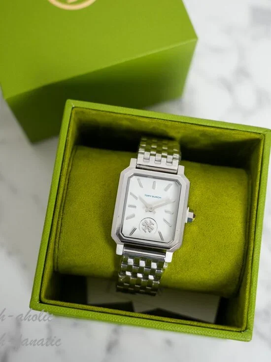 Tory Burch TBW1510 White Rectangular Dial Silver Bracelet Women’s Watch NWT