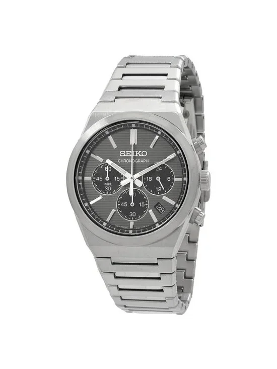 NWT Seiko Sport Chronograph Quartz Grey Dial Men's Watch