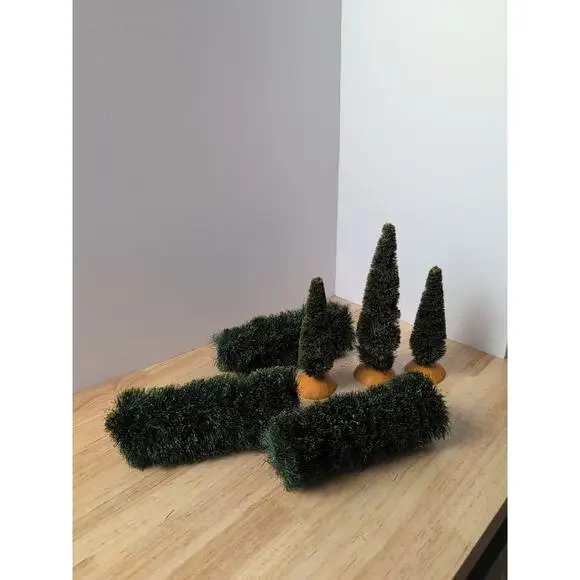 Department 56 Flocked 3‎ Shrubs/Flexible Hedges & 3 Trees