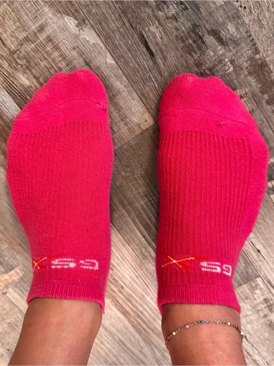 Well worn Bright Pink Low-Cut Athletic Socks