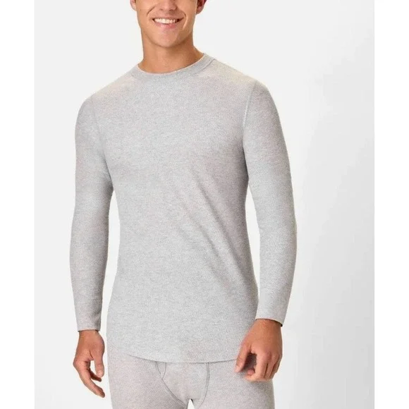 Hanes Mens‎ Size Small Waffle Knit Thermal Long Sleeve Crew Neck T-Shirt Oatmeal