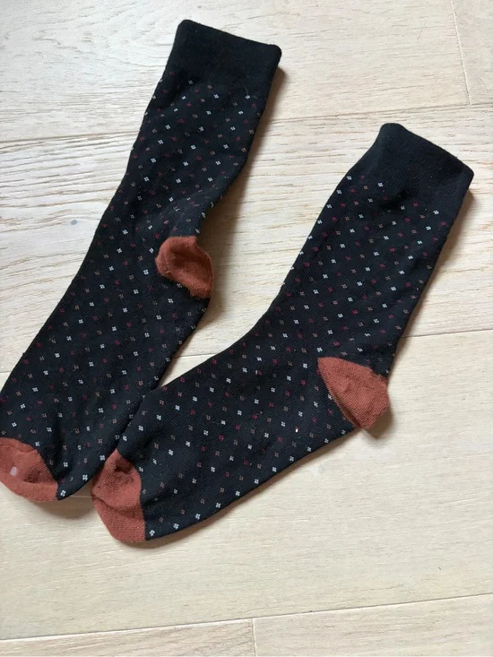 Men’s Black Dress Socks with Rust Accents