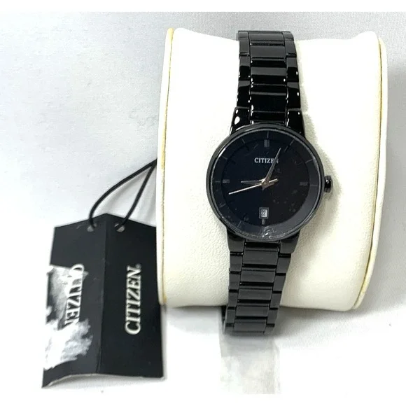 Citizen Quartz Watch Womens G011-S106877‎ Black Metal Bracelet Japan NEW BATTERY
