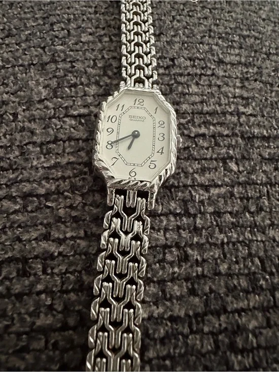 Seiko Silver-Tone Octagonal Dial Bracelet Watch