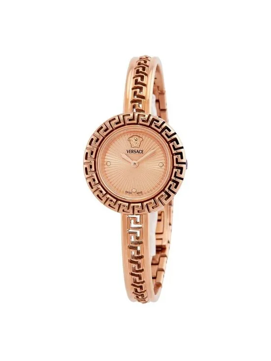 NWT Versace La Greca Quartz Rose Gold Dial Ladies Watch