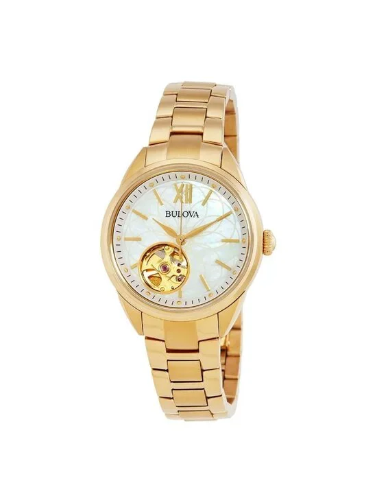 NWT Bulova Sutton Automatic White Mother of Pearl Dial Ladies Watch