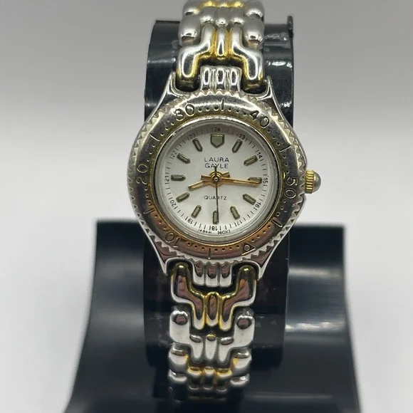 Laura Gayle Women's‎ Quartz Watch Silver Rotating Bezel- New Battery!