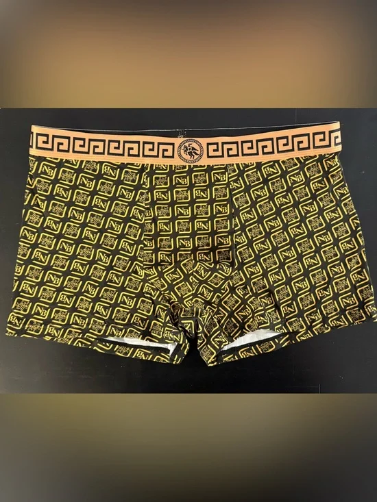 Fendi Black and Gold Logo-Print Boxer Briefs