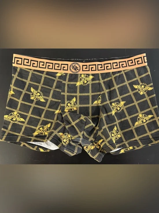 Fendi Black and Gold Logo Grid Boxer Briefs