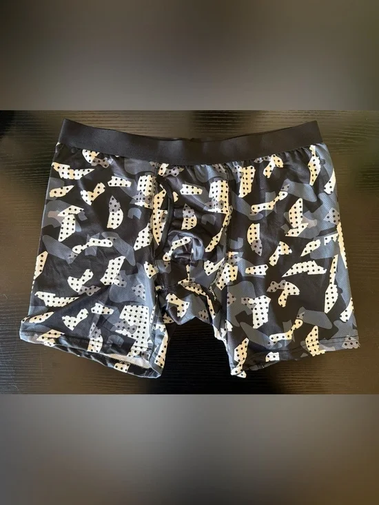 Men's Black & Gray Patterned Boxer Briefs