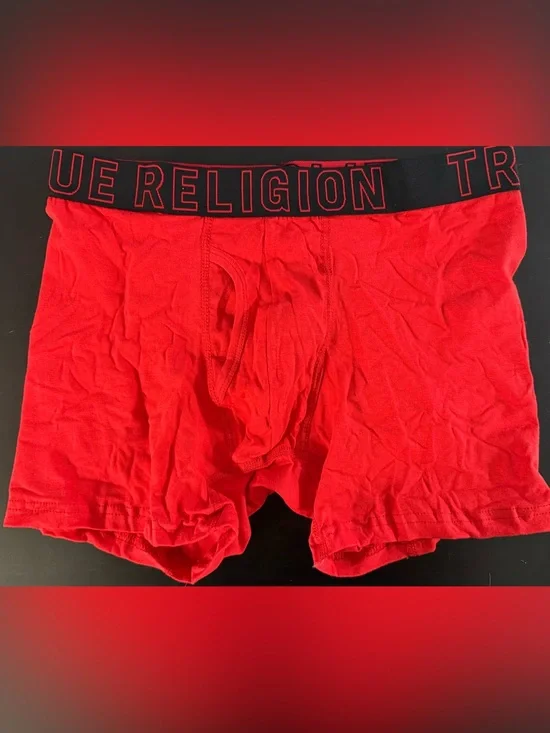 True Religion Red Men's Boxer Briefs with Black Branded Waistband