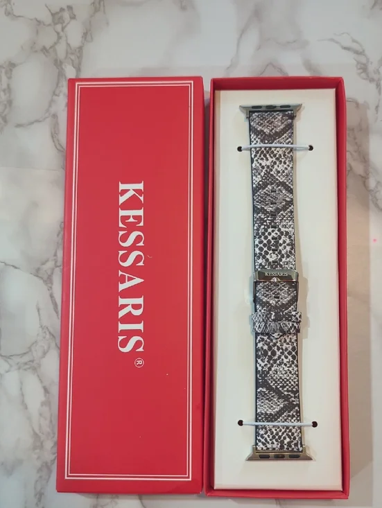Kessaris Python-Pattern Leather Watch Strap - Black & White