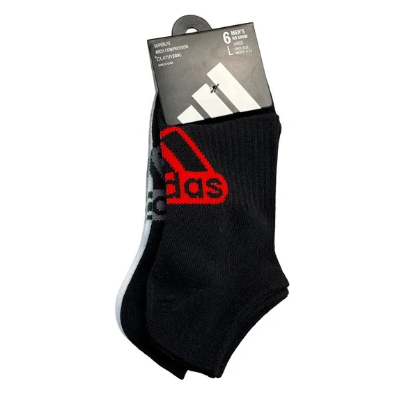 Adidas Superlite Men No Show Socks 6 Pair Pack Arch Compression ClimaCool Large