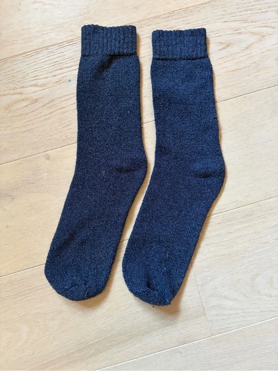 Men's Wool Blend Crew Socks - Navy Blue Comfort