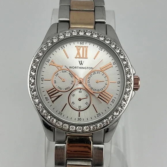 Worthington Watch Women 38mm Case Crystal Bezel Two Tone 7.25