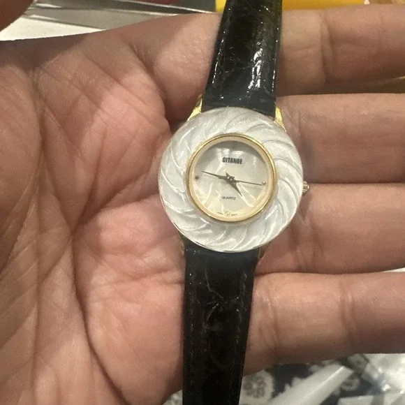 Works GITANO Fancy Dial 28mm Leather Quartz Analog Women's Watch New Battery 6.5