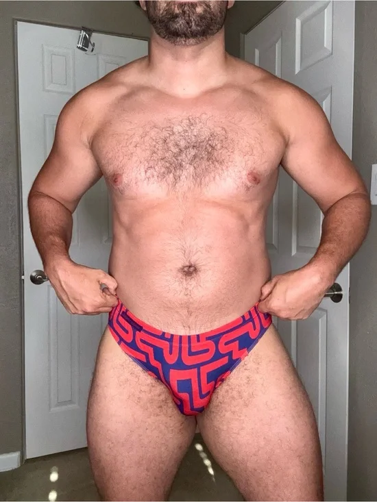 MODUS VIVENDI Men's Red and Blue Geometric Briefs