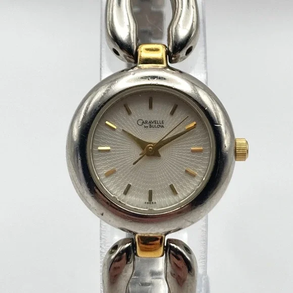 Caravelle by Bulova Womens Watch 22mm Silver Gold Tone Textured Dial New Battery
