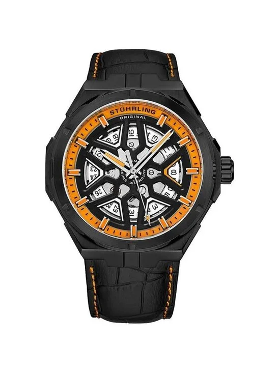 NWT Stuhrling Original Legacy Automatic Orange Dial Men's Watch