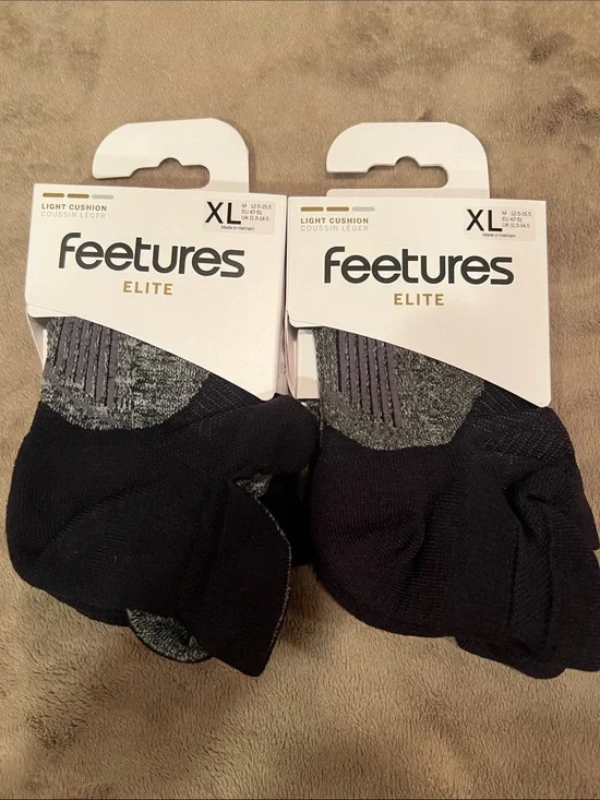 Feetures Elite Men's Athletic No-Show Socks in Black- 2 Pack