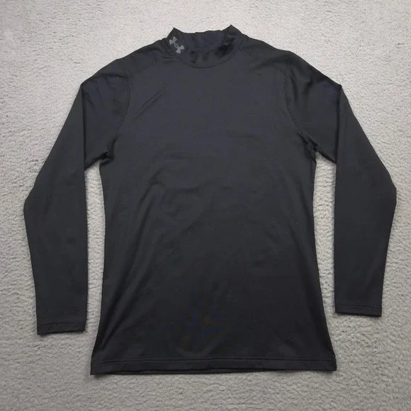 Under Armour ColdGear Armour Fitted Mock Shirt Men M Black Long Sleeve