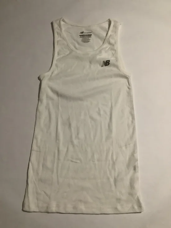 New Balance White Ribbed Tank Top with Gray Logo