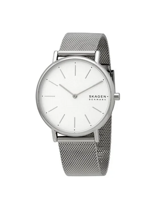 NWT Skagen Signatur Quartz White Dial Stainless Steel Mesh Ladies Watch