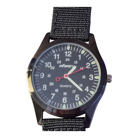 Infantry Mens Watch Quartz New Battery‎ 24-hour dial Box with paperwork Sharp