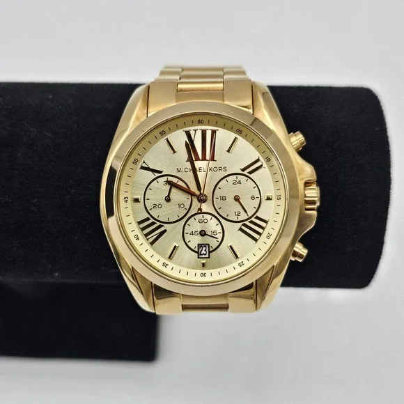 Michael Kors Unisex Watch Bradshaw Chronograph Gold‎ Tone Stainless MK5605 43mm