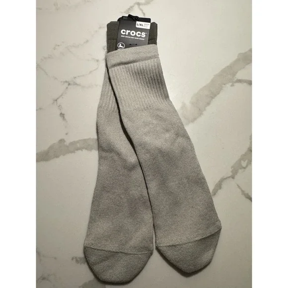 Crocs Crew Socks To Wear With Croc Shoes L/XL Women 11-14 Men 9-13 Neutral