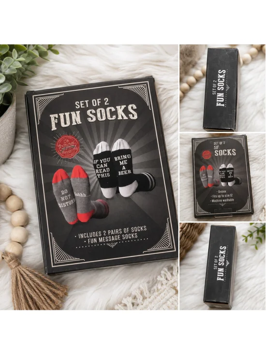 NWT Funny Message Socks Gift Set | 2 Pairs | Bring Me a Beer & Do Not Disturb