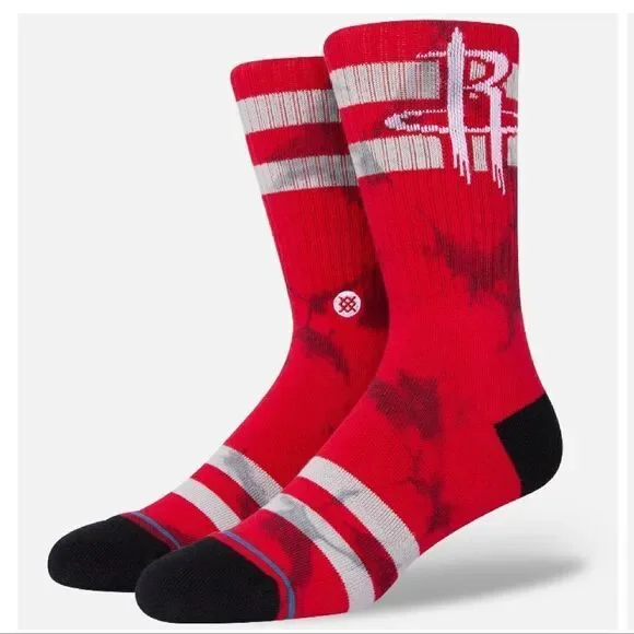 STANCE‎ Houston Rockets Red Tie Dyed Crew Socks Mens LG NWOT