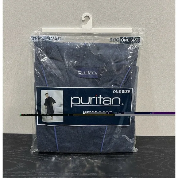 Puritan Men's Lightweight Robe Blue One Size NEW
