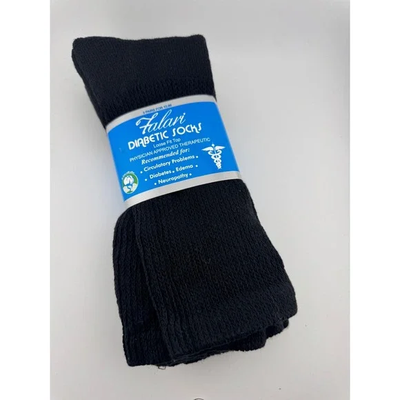 Falari Mens‎ Diabetic Socks 3 Pairs Black Loose Fit Top Size 10-13 Shoe 7-13 NEW