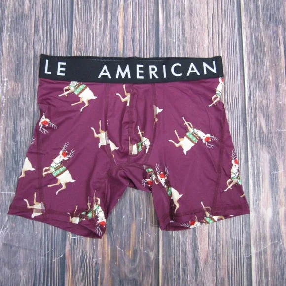 American‎ Eagle NEW Mens XS Boxer Briefs Red Rudolph Christmas Gift Stocking