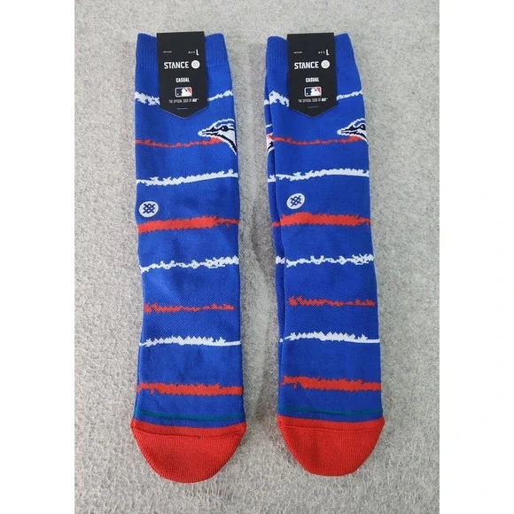 Lot Of 2 Toronto Blue Jays Chalk Crew Socks Mens L 9-13 Black/Blue Stance Casual