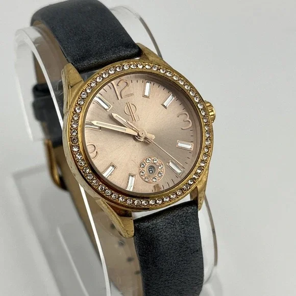 Jennifer‎ Lopez Watch Women 30mm Rose Gold Crystal Bezel Gray Band- New Battery
