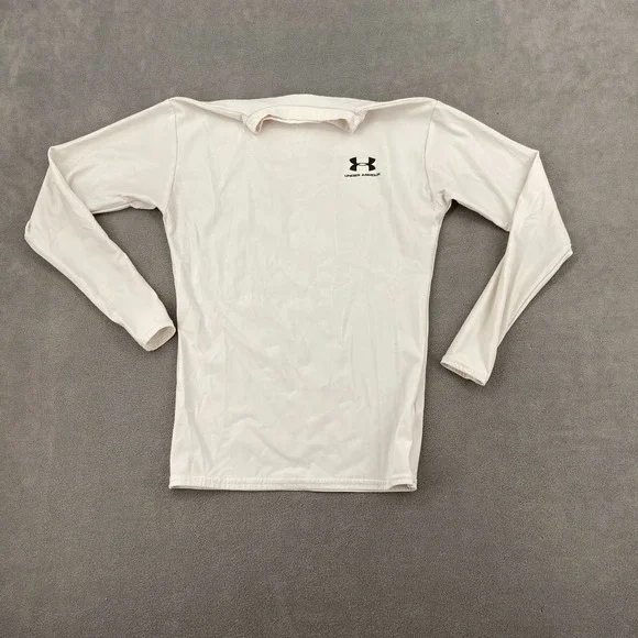 Under Armour Top Mens Large White Stretch Mock Neck Athletic Performance Running