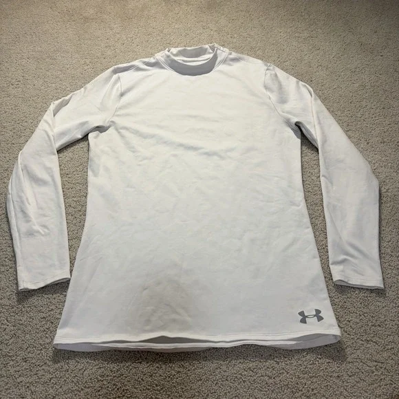 Under Armour Cold Gear Fitted Long Sleeve Shirt Men's Medium White Baselayer