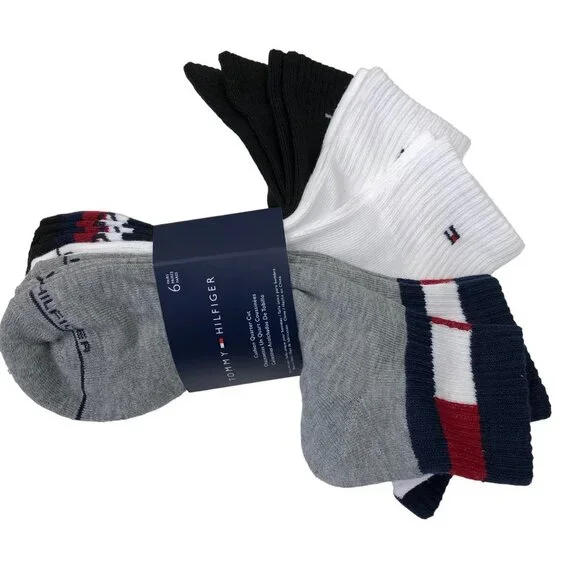 TOMMY HILFIGER 6‎ PAIRS MENS SOCKS SIZE 7-12 NWT