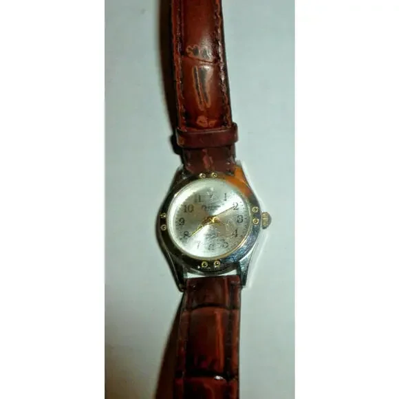 Vintage‎ Gruen Diamond Precision Quartz Brown Leather Band