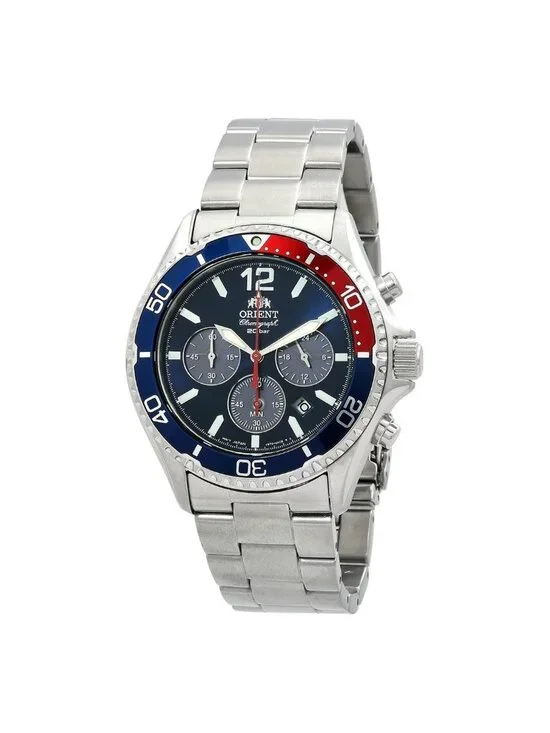 NWT Orient Mako Solar Chronograph Blue Dial Men's Watch