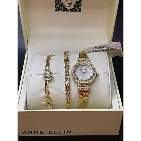 Anne‎ Klein Women's Gold-Tone Premium Crystal Model AK/1868GBST Set