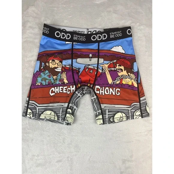 STAND OUT BE ODD Men's Boxer Medium Brief Cheech Chong ODD Multi-Color Underwear