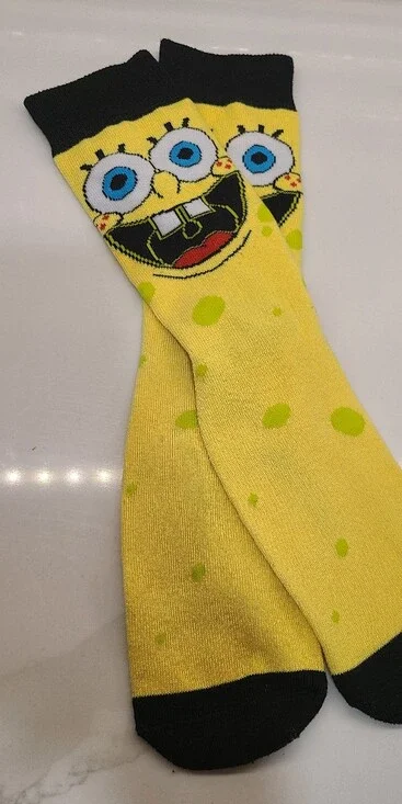 Vibram Yellow Spongebob Socks with Black Toe and Heel